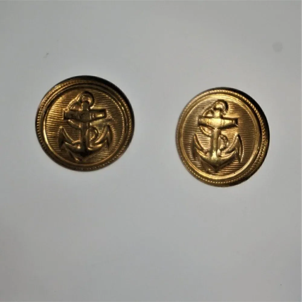 Vintage Anchor Buttons Gold Tone Lot Of 8